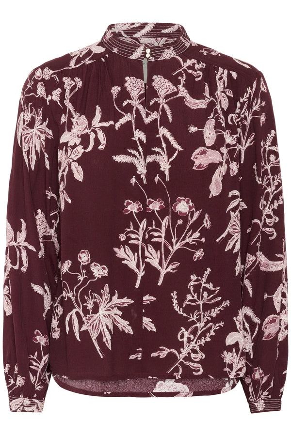 ShiromaPW Blouse in Tawny Port botanical Print