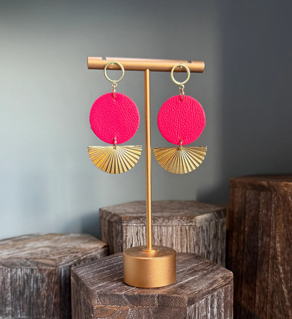 GG Designs - Hot pink Fan Earrings