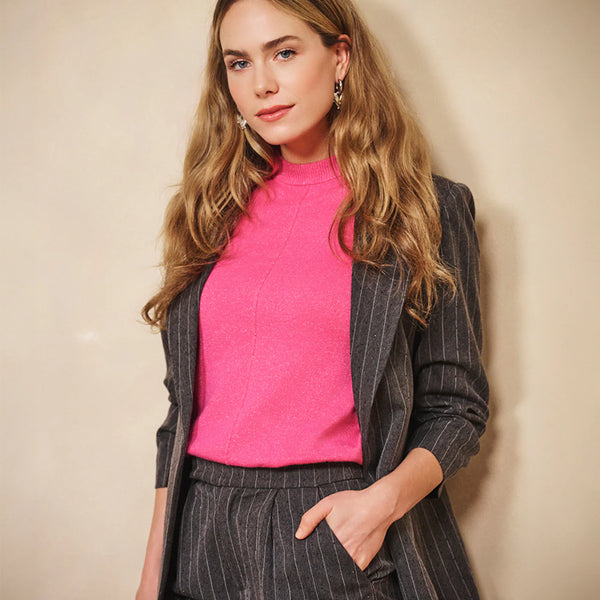 Stripe Stud Blazer in Dark Grey